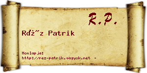 Réz Patrik névjegykártya
