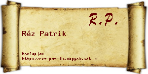 Réz Patrik névjegykártya